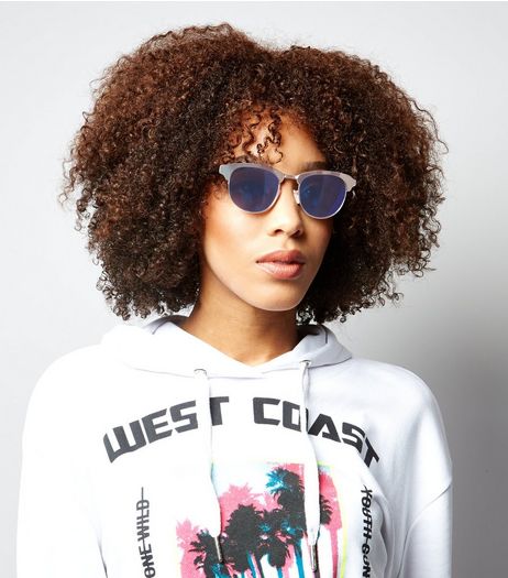 Blue Holograhic Retro Round Sunglasses | New Look