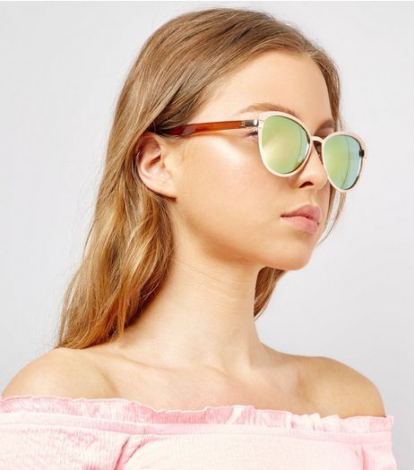 Pink Matte Holographic Lens Sunglasses | New Look