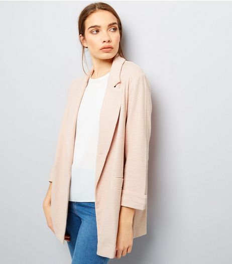 Shell Pink Girlfriend Jersey Blazer | New Look
