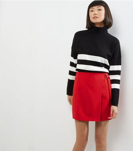 Red D Ring Wrap Mini Skirt | New Look