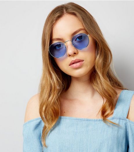Blue Round Sunglasses | New Look
