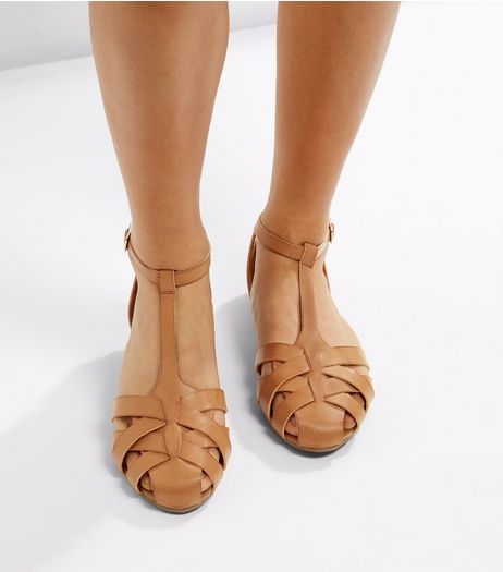 Tan Cross Strap Sandals | New Look