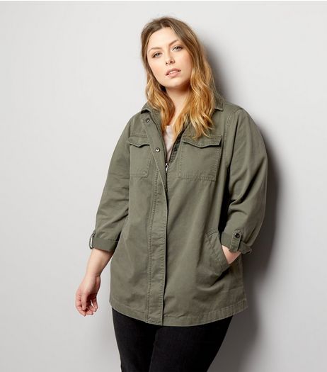 Curves Khaki Shacket | New Look