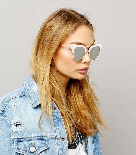 Silver Frosted Bar Detail Sunglasses | New Look