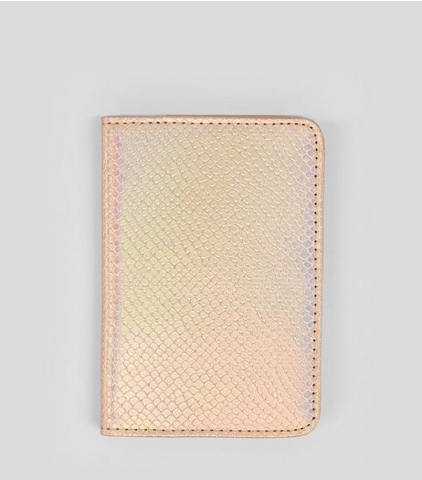 Rose Gold Snakeskin Texture Passport Holder | New Look