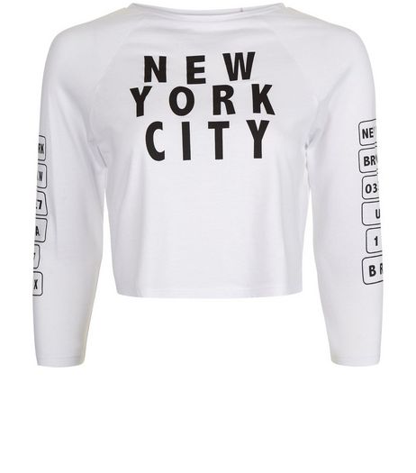 Teens White New York City Slogan Top | New Look