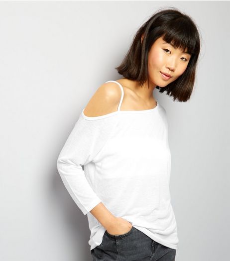 White Off The Shoulder 3/4 Sleeve Top | New Look