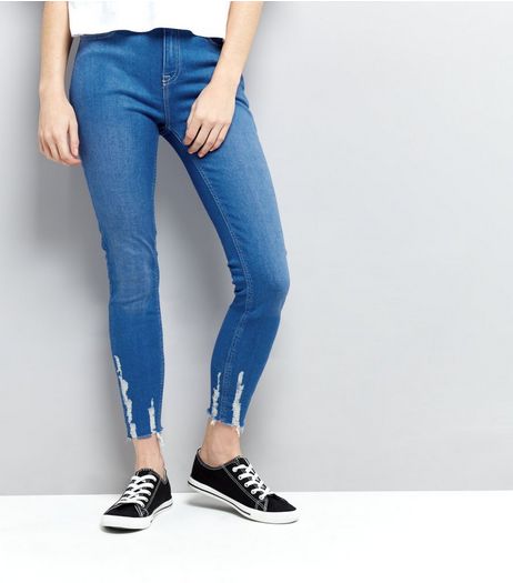 Blue Fray Hem Skinny Jenna Jeans | New Look