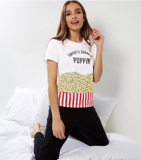 Red Tonight's Gonna Be Poppin' Slogan Pyjama Set | New Look