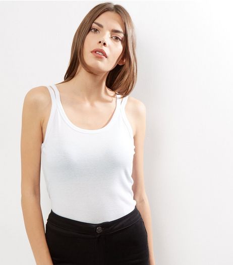 White Split Strap Vest | New Look