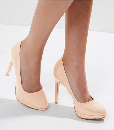 Cream Patent Platform Court Shoes | New Look