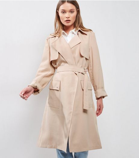 Tall Shell Pink D Ring Belted Trench Coat | New Look