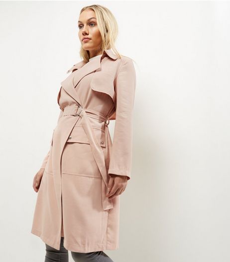 Petite Shell Pink D Ring Belted Trench Coat | New Look