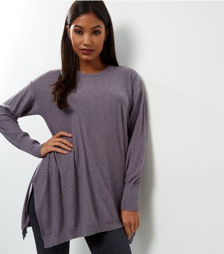 Apricot Pale Grey Split Side Jumper | New Look