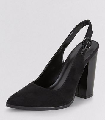 black block heel sling back