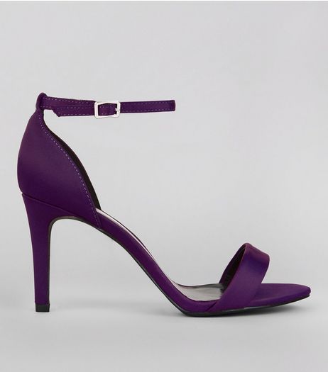 Wide Fit Purple Satin Ankle Strap Heels | New Look