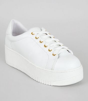 new look ladies white trainers