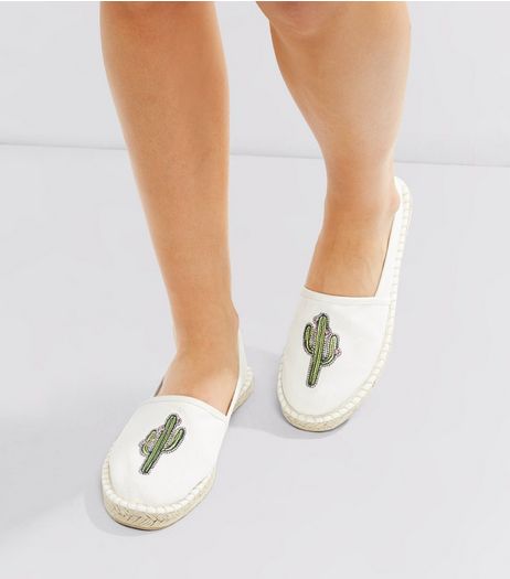 White Cactus Embroidered Espadrilles | New Look