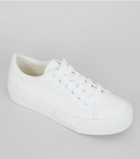 Teens White Lace Up Trainers | New Look