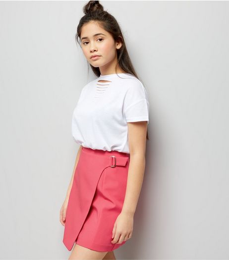 Teens Bright Pink D-Ring Wrap Skirt | New Look