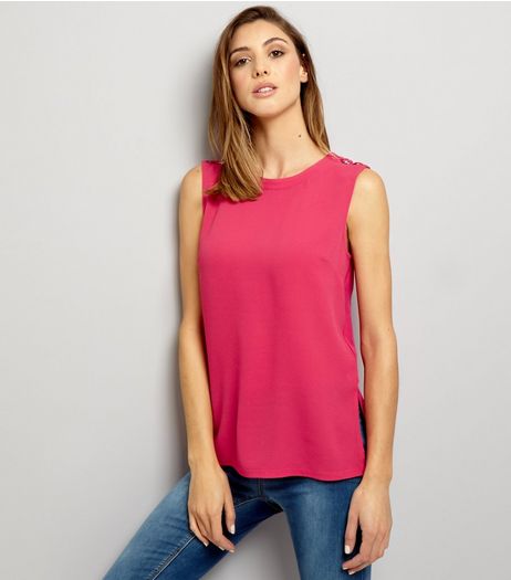Bright Pink D Ring Trim Woven Vest | New Look