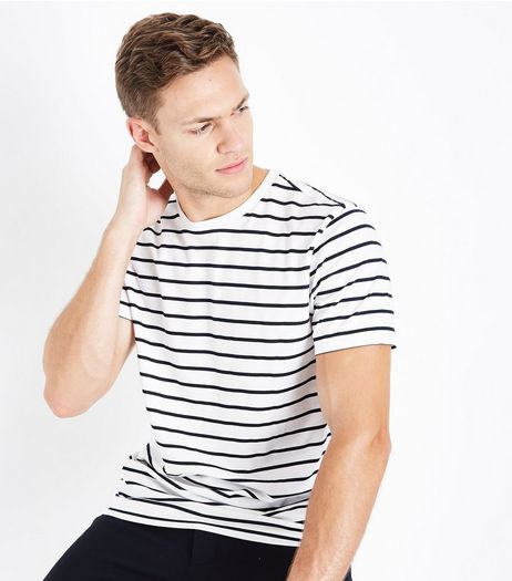 White Stripe Crew Neck T-Shirt | New Look