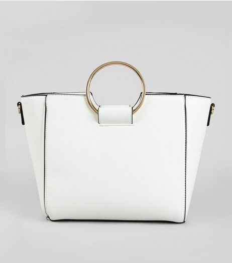 White Drawstring Ring Handle Tote Bag | New Look