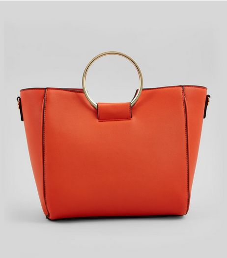 Orange Drawstring Ring Handle Tote Bag | New Look