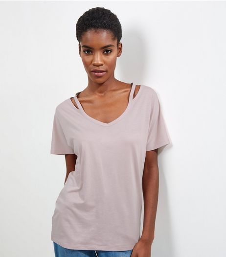 Pink Cut Out Panel Short Sleeve T-Shirt | New Look