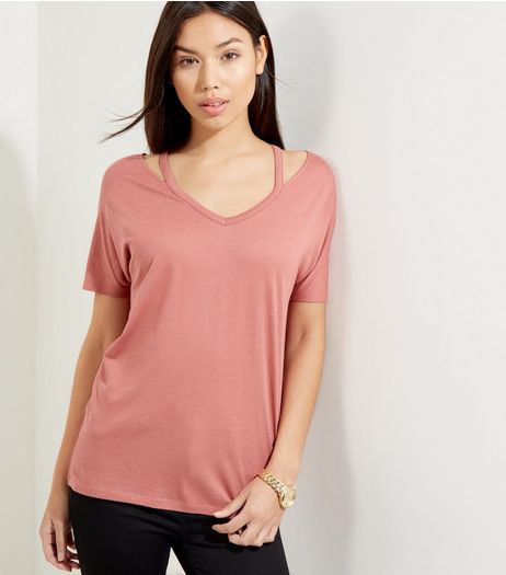 Deep Pink Cut Out Trim T-Shirt | New Look