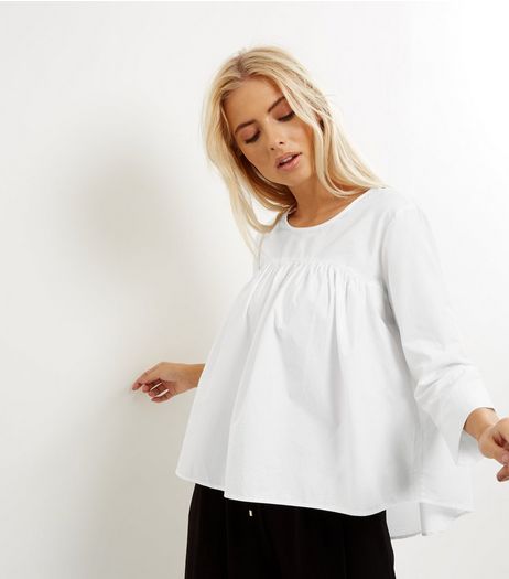 Noisy May White 3/4 Sleeve Pleated Top | New Look