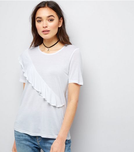 Noisy May White Frill Trim Short Sleeve Top | New Look