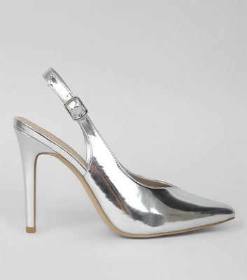 silver platform slingback shoes