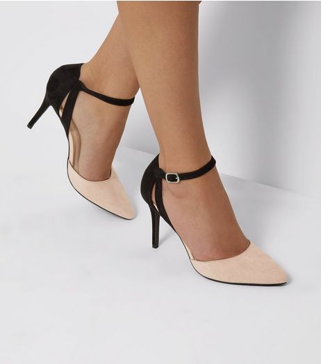 Cream Comfort Contrast Back Pointed Heels | New Look