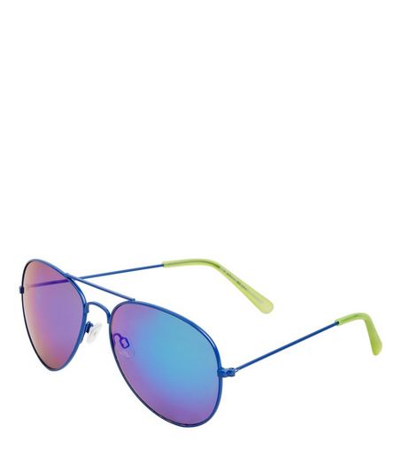 Blue Holographic Lens Pilot Sunglasses | New Look