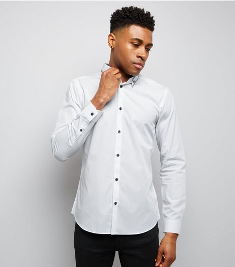 White Stripe Collar Long Sleeve Shirt | New Look