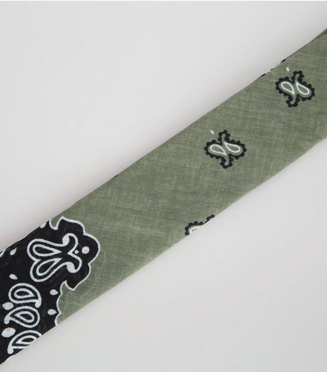 Khaki Contrast Paisley Print Bandana | New Look