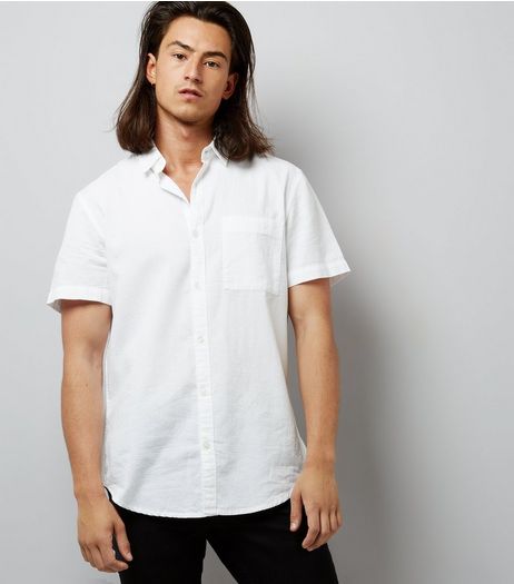 White Textured Short Sleeve Shirt | New Look