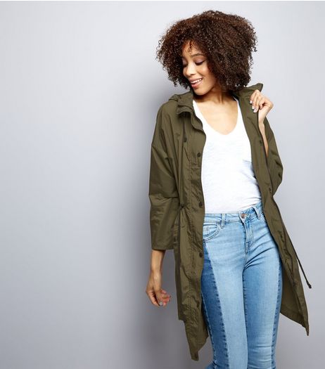 Khaki Hooded Longline Parka | New Look