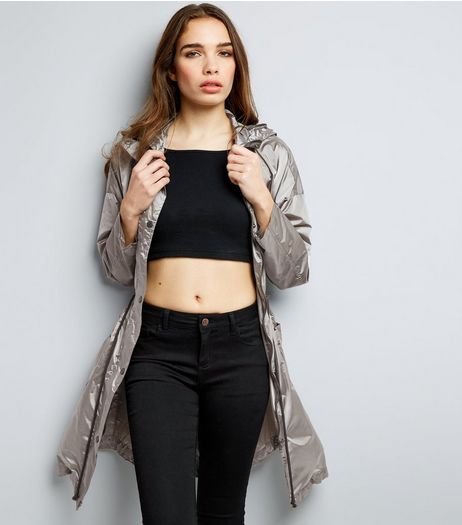 Silver Contrast Trim Lightweight Parka | New Look
