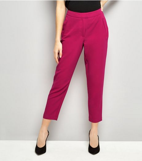 Bright Pink Cropped Slim Leg Trousers | New Look