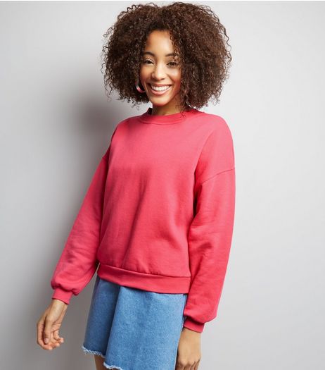 Bright Pink Long Sleeve Sweater | New Look