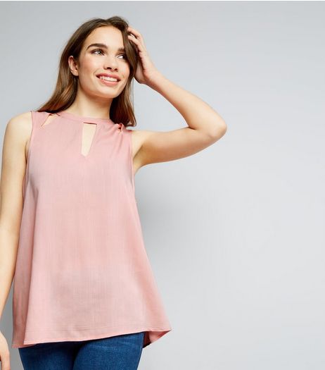 Shell Pink Cut Out Sleeveless Top | New Look