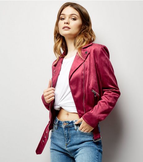 Bright Pink Suedette Jacket | New Look