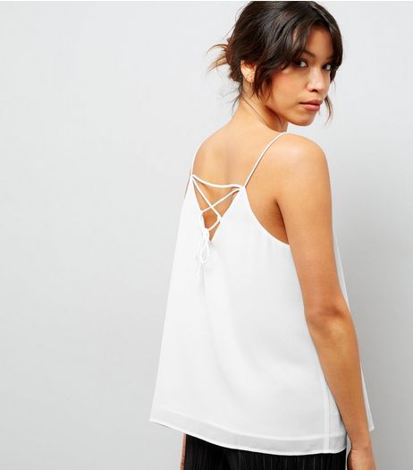 White Lace Back Cami Top | New Look