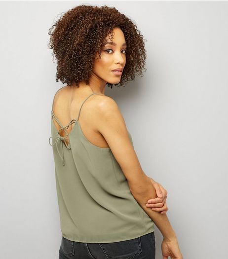 Khaki Lace Back Cami Top | New Look