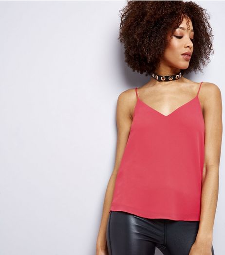 Bright Pink Lace Back Cami Top | New Look