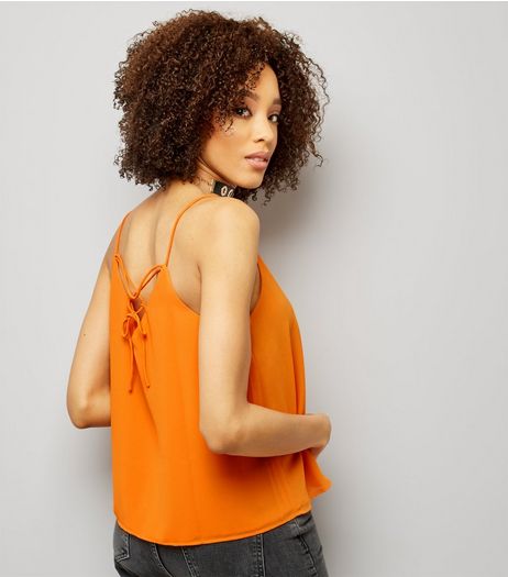 Orange Lace Back Cami Top | New Look