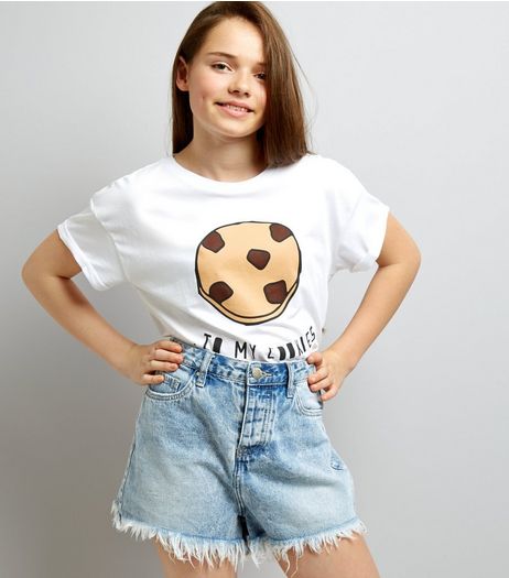 Teens Blue Fray Hem Denim Shorts | New Look
