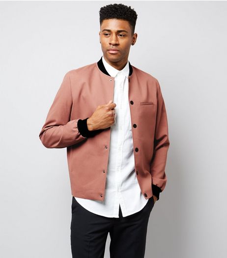 Deep Pink Popper Front Tailored Bomber Jacket | New Look